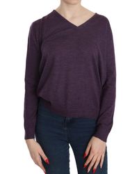 Byblos - Paarse V-Hals Lange Mouw Pullover Top - Lyst