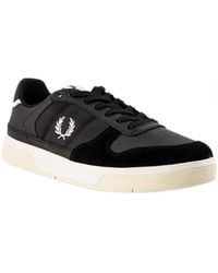 Fred Perry Zapatillas Kingston De Cuero Para Hombre, Negro