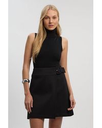 Karen Millen - Ponte Pleat Wrap Mini Skirt - Lyst