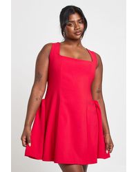 Boohoo - Plus Square Neck Full Skirt Mini Dress - Lyst