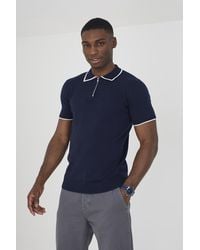 Brave Soul - Dark 'Polack' Short Sleeve Knitted Polo Shirt - Lyst