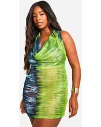 Boohoo - Plus Mesh Halterneck Bodycon Dress - Lyst