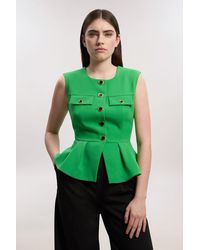 Karen Millen - Compact Stretch Peplum Tailored Top - Lyst