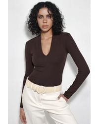 Busem - Slim Fit V-Neck Long Sleeve Blouse - Lyst