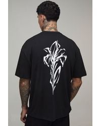 BoohooMAN - Tall Oversized Floral Sketch Print T-Shirt Cotton - Lyst