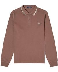 Fred Perry - Long Sleeve Brick Polo Shirt Cotton - Lyst