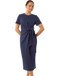 Roman - Petite Tie Waist Stretch Midi Dress - Lyst