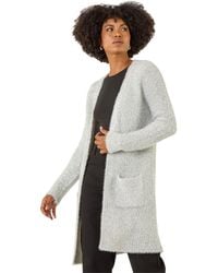 Roman - Metallic Longline Knit Cardigan - Lyst