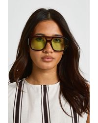 Boohoo - Chunky Framed Coloured Lens Aviator Sunglasses - Lyst