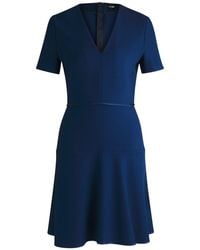 BOSS - Dirosa V-Neck Short Sleeve Knee Length Dress - Lyst