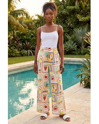 Roman - Fruit Print Tie Waist Stretch Trouser - Lyst