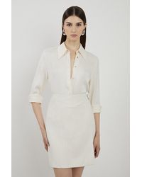 Karen Millen - Tailored Buckle Detail Pleated Mini Skirt - Lyst