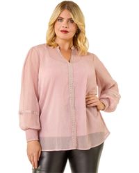 Roman - Curve Shimmer Chiffon Blouse - Lyst