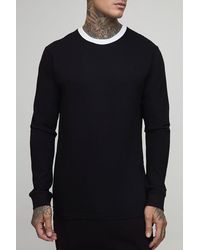 BoohooMAN - Tall Regular Fit Ringer Crew Neck Long Sleeve T-Shirt - Lyst