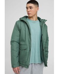BoohooMAN - Regular Fit Hooded Parka Jacket - Lyst