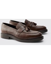 BoohooMAN - Real Leather Tassel Loafer Shoes - Lyst