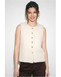 Bianco Lucci - Plush Waistcoat With Button Closure - Lyst