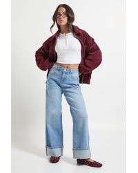 Boohoo - Petite Turn Up High Waist Straight Leg Jean - Lyst