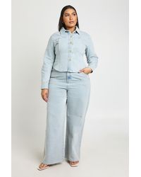 Boohoo - Plus Button Wide Leg Jean - Lyst