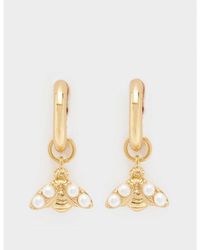 Olivia Burton - Accessories Plated Pearl Bee Hoop Earrings - Lyst