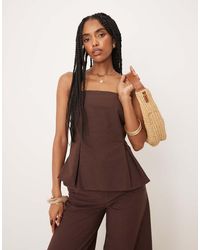ASOS - Linen Blend Cinch Waist Bandeau Top - Lyst