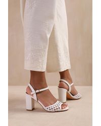 Where's That From - Wheres 'Cuba' Wide Fit Plaited Design Mid Block Heels - Lyst