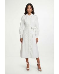 Wallis - Cotton Lace Detail Shirt Dress - Lyst