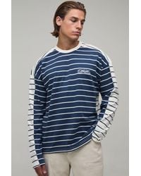 BoohooMAN - Contrast Stripe Long Sleeve T-Shirt - Lyst
