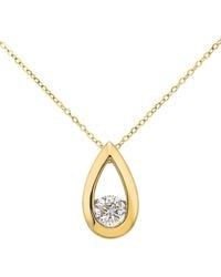 DIAMANT L'ÉTERNEL - 9ct Geelgouden Derde Karaat Diamanten Druppelvormige Hanger En 18 Inch Ketting - Lyst