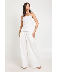 Boohoo - Linen Look Bandeau & Wide Leg Trouser Co-Ord - Lyst
