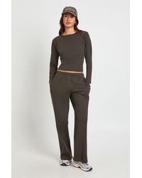 Boohoo - Cotton Button Through Crew Neck Top & Trouser Co Ord - Lyst