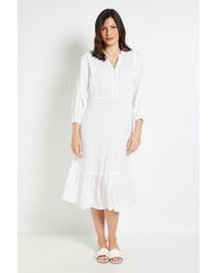 Wallis - Cheesecloth Button Midi Dress - Lyst