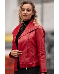 Ashwood Leather - 'Isabella' Real Wide Collar Biker Jacket - Lyst