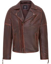 Infinity Leather - Brando Double Cross Zip Biker Jacket- Fagernes Lamb Leather - Lyst