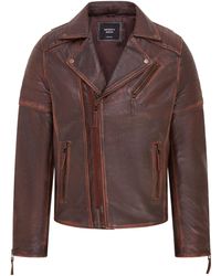 Infinity Leather - Brando Double Cross Zip Biker Jacket- Fagernes Lamb Leather - Lyst