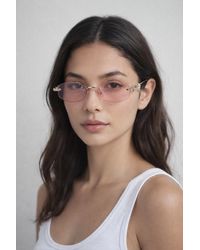 SVNX - Rimless Oval Diamante Sunglasses - Lyst