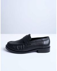 TOPSHOP - Carey Real Leather Loafers With Ruched Detail - Lyst