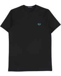 Fred Perry - Rave Light Back-logo Op Het Zwarte T-shirt Aan De Achterkant - Lyst