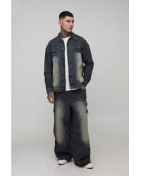 BoohooMAN - Tall Tinted Washed Boxy Oversized Jean Jacket - Lyst