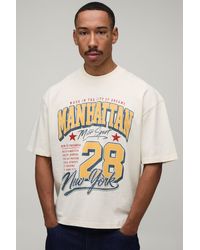 BoohooMAN - Oversized Boxy Manhattan Graphic Print T-Shirt Cotton - Lyst