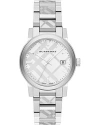 Burberry - Bu9037 The City Engraved Checked Steel Watch - Lyst