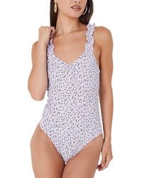 Brave Soul - Sydny Bodysuit Lettuce Hem Strap Ladies Floral Sexy Swimsuit - Lyst