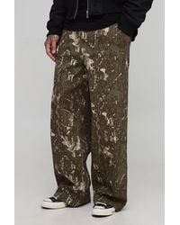 BoohooMAN - Tall Pinstripe Stitch Camo Print Baggy Fit Cargo Pants - Lyst
