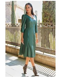Sosandar - Emerald Zip Front Faux Leather Midi Dress - Lyst