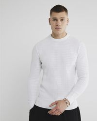 River Island - Jumper Muscle Fit Textured - Lyst