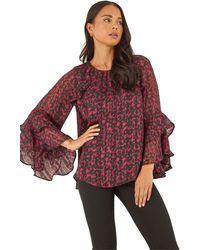 Roman - Petite Paisley Frill Sleeve Top - Lyst