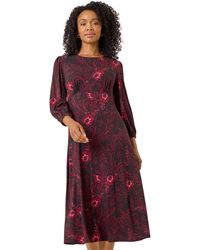 Roman - Petite Abstract Print Midi Stretch Dress - Lyst