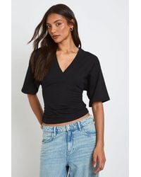 Boohoo - Tall V-Neck Cinched Waist T-Shirt - Lyst