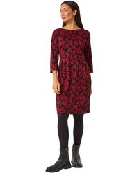 Roman - Geometric Pleated Pocket Shift Dress - Lyst