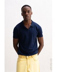 Giesto - Plain Polo Collar Knitted T-Shirt - Lyst